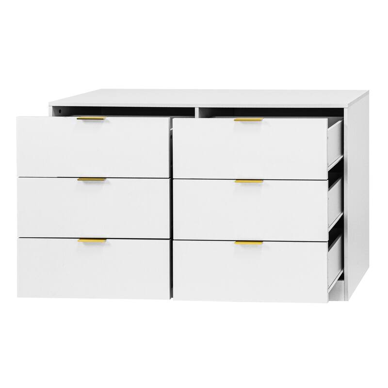 Modern 6 Drawer Dresser, Large Capacity Storage Cabinet, Clothing Organizer with Metal Handles for Bedroom, Living Room