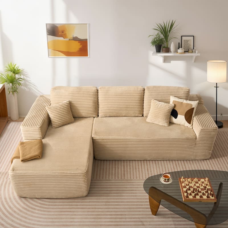 HOOOWOOO Modern L-shaped Modular Sectional Sofa with Chaise - Plush Beige