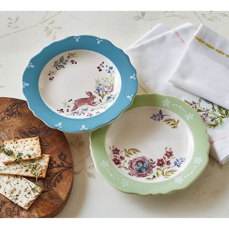 Meadow Bird Nest Ceramic Appetizer Plate Dinnerware Serving Plates Dishwasher Safe, 6.75" Dia