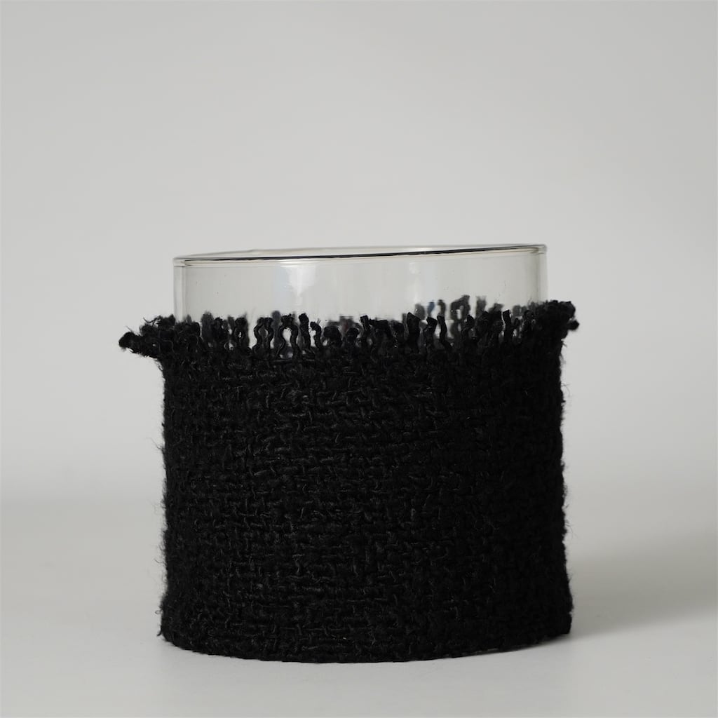 Woven Glass Votive Candle Holder - 6" - Gray