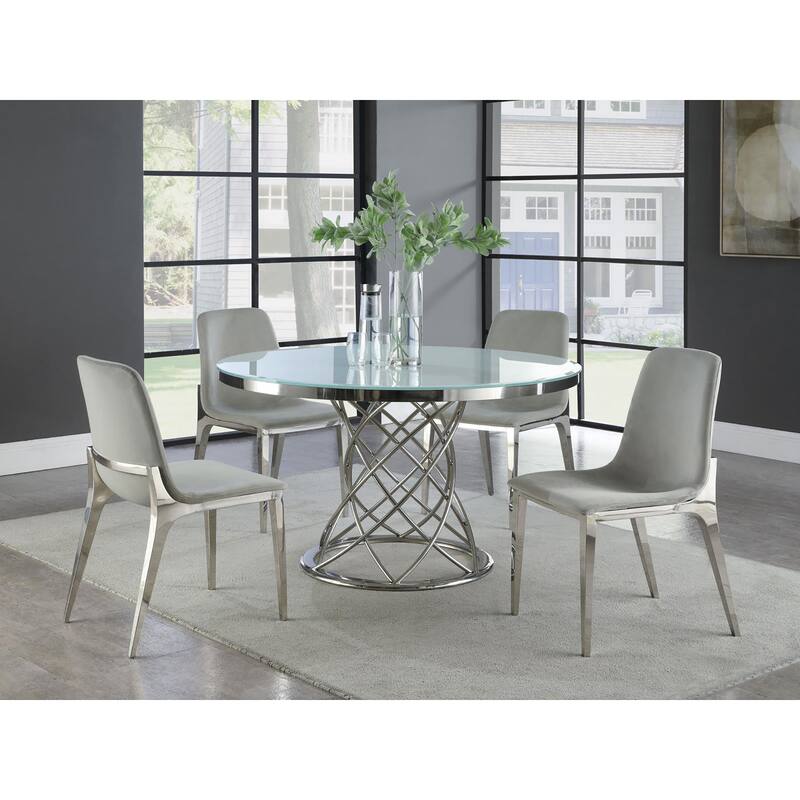 Light Grey and Chrome Side Chairs (Set of 4)