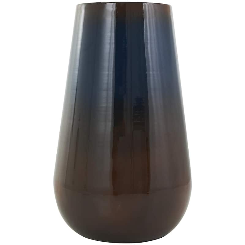 Metal Ombre Decorative Vase with Brown Accents - Blue - Roche River Decor