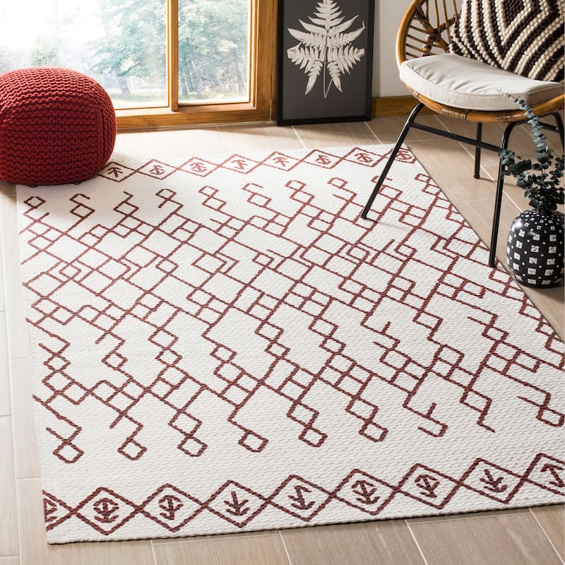 SAFAVIEH Handmade Cedar Brook Jowanka Modern Cotton Rug - 8' x 10' - Ivory/Rust
