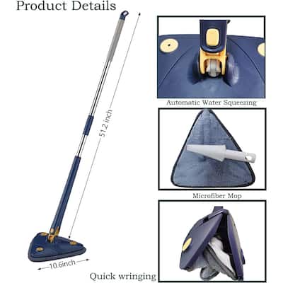 Rotatable Adjustable Triangle Cleaning Mop, Reusable Mop, Multifunctional 360 Wet and Dry Mop for Floor/Ceiling/Wall