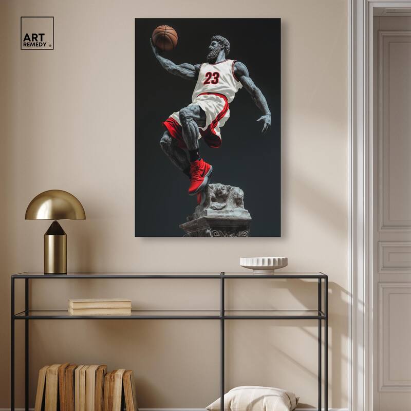 Basketball White Uniform Canvas by Art Remedy, Gallery Wrapped