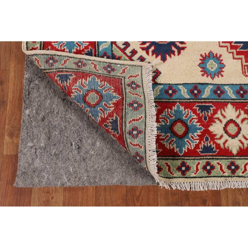 Kazak Area Rug Handmade Traditional Beige Wool Carpet - 5'0" x 7'11"