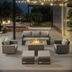 preview thumbnail 83 of 104, Gymojoy Outdoor Fire Pit Conversation Set, Patio Furniture with Cushions 6 PCS -  Sofa & Swivel Chair & Ottomans & Fire Pit - Brown Wicker / Grey Cusion