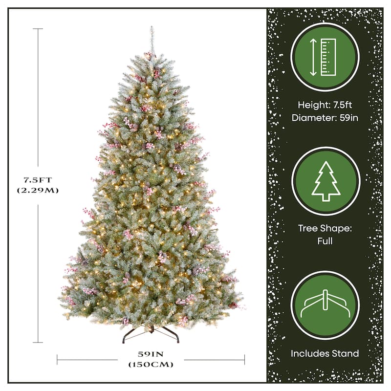 National Tree Company 7.5 ft Pre-Lit Dunhill Fir Artificial Christmas Tree with 750 Clear Lights, Includes Metal Stand