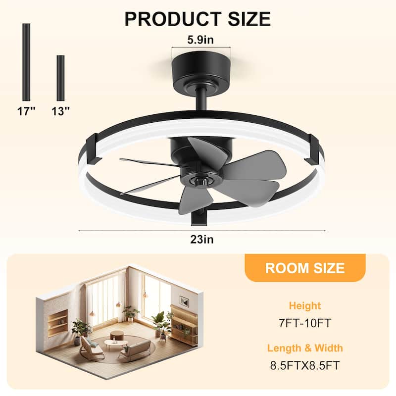 20"/23" Low Profile Dimmable Smart Ceiling Fan with Lights and Remote(6/7 ABS Blades)