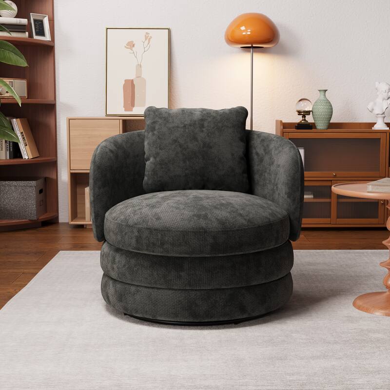 30"W Modern Upholstered Armchair,Accent Chair with a Pillow - DARK GRAY
