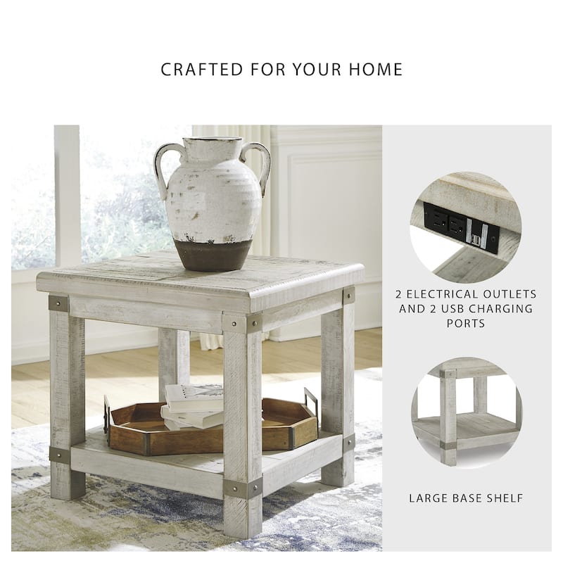 Carynhurst Casual Rectangular End Table White Wash Gray