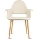 preview thumbnail 46 of 71, Organic Upholstered Fabric Modern Armchair with Natural Wooden Legs for Dining Room Office or Accent Lounge Side Chair Cream