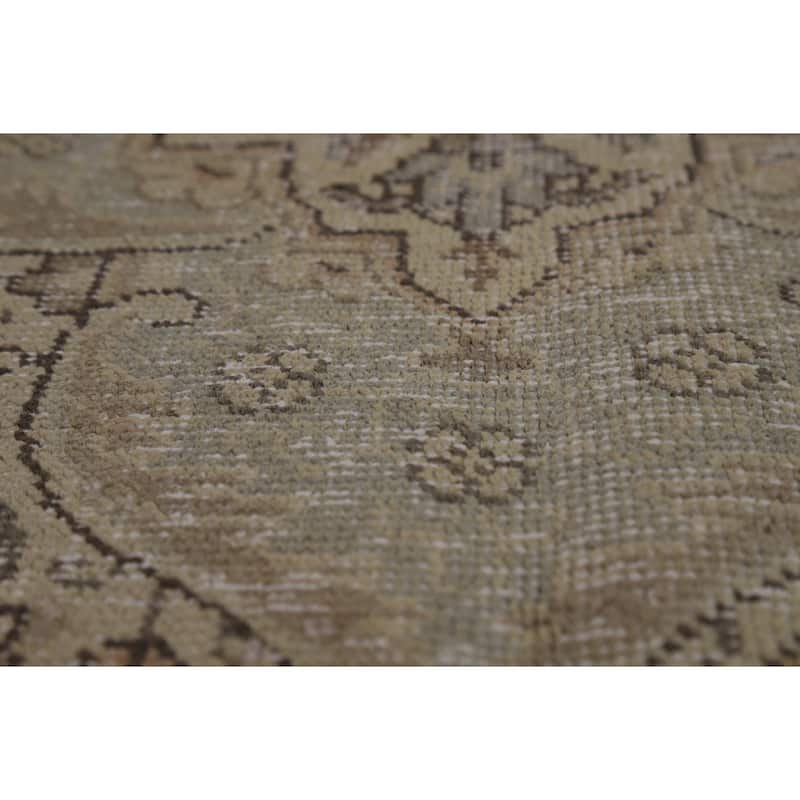 Tabriz Persian Vintage Rug Handmade Oriental Beige Wool Carpet - 9'6" x 12'10"