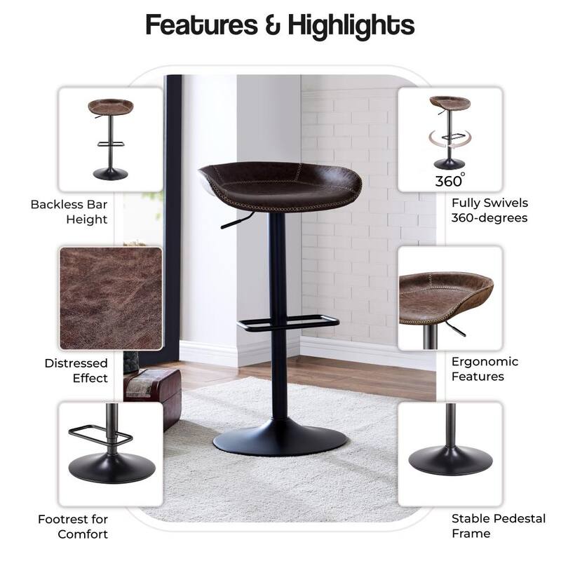 NPD Furniture Rogue Faux Leather Gaslift Bar Stool