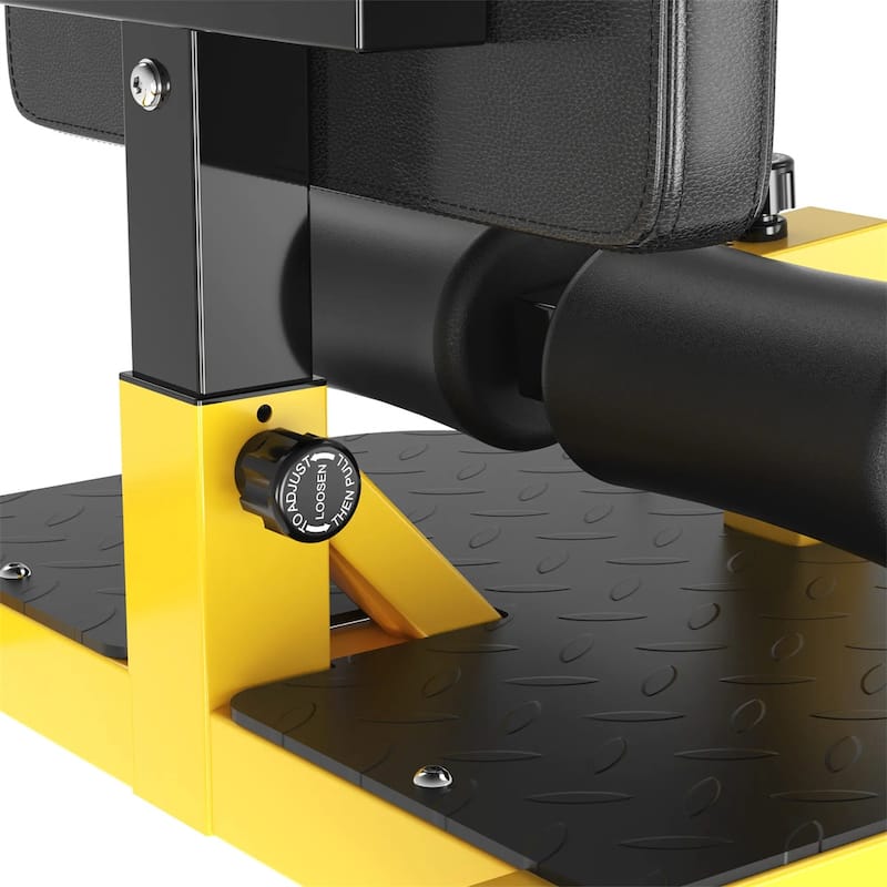 3-in-1 Yellow Sissy Squat Bench Hip Thrust Machine Adjustable Home Gym Equipment for Squats Sit-Ups Push-Ups