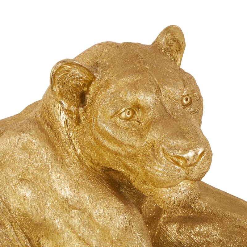 Gold Resin Laying Tiger Decorative Sculpture