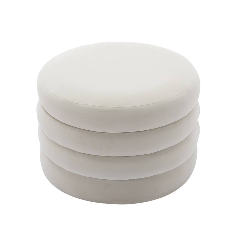 24'' L Upholstered Round Storage Ottoman Footstool