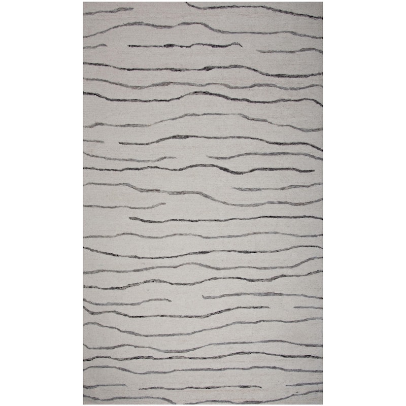 Alora Decor Weston Hand-tufted Waves Wool Rug - Ivory - 7'9" x 9'9"