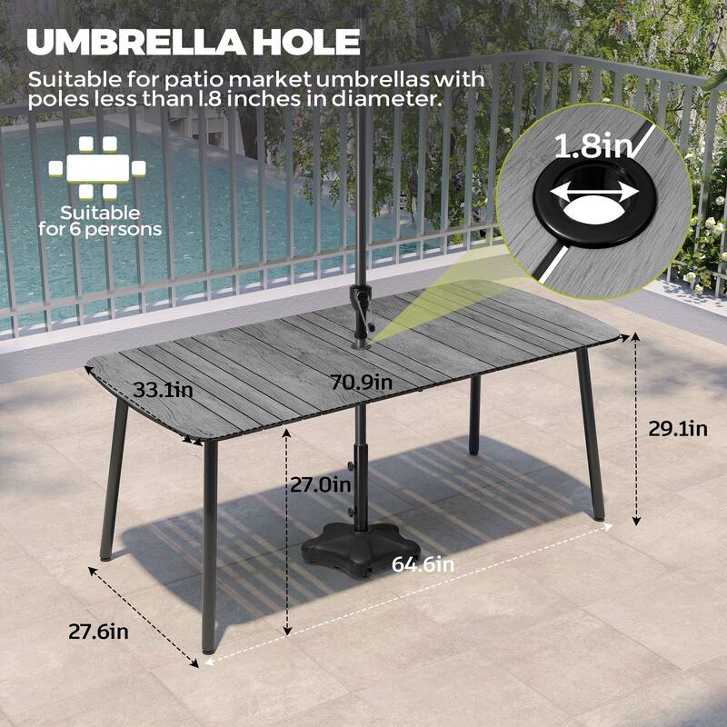 Pellebant Patio Dining Table Rectangular Aluminum Outdoor Table