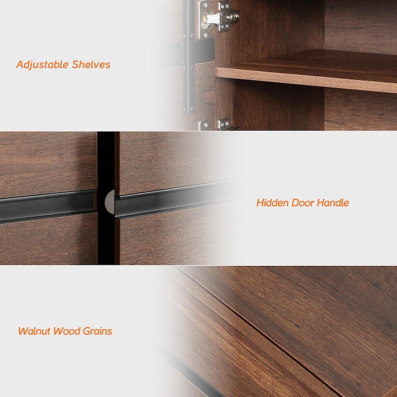 WAMPAT Modern TV Stand Entertainment Center TV Console with Storage Cabinets