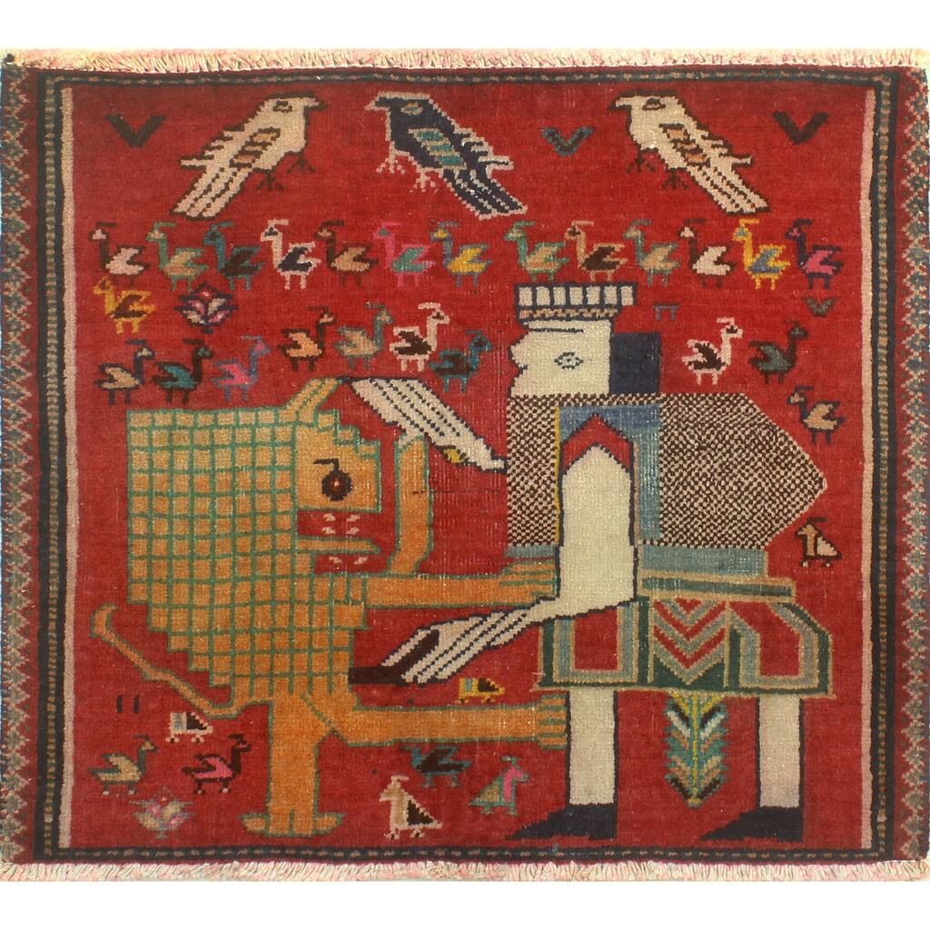 Noori Rug Fine Vintage Distressed Dementia Red/Navy Runner - 2'0" x 1'11"