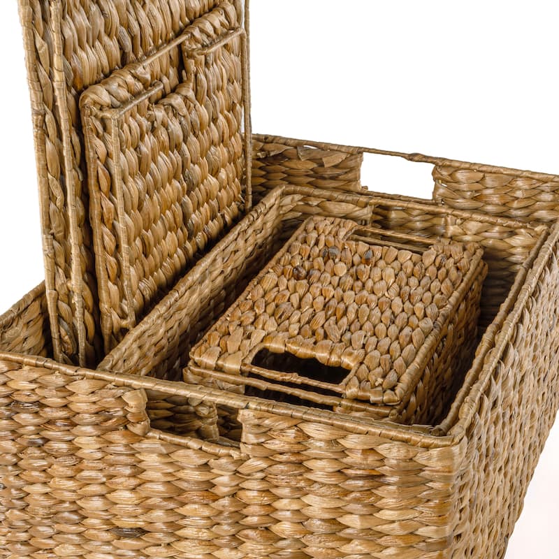 happimess Traditional Assorted Hand-Woven Hyacinth/Iron Baskets, (Set of 10)