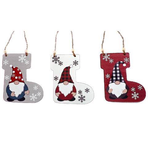 Flat Gnome Ornament (Stocking) (Asstd) - Set of 12