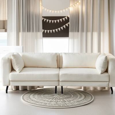 Elegant Sofa Couch With Metal Legs,Spacious And Comfortable,With 2 Removable And Comfortable Pillows,Multi Scene Application
