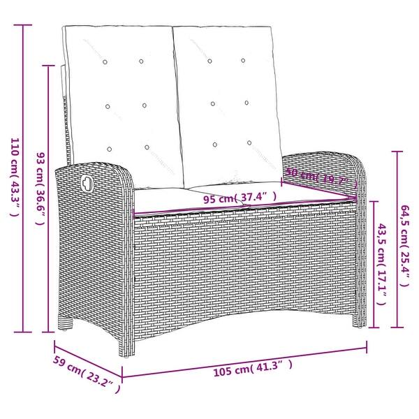 dimension image slide 14 of 31, vidaXL Patio Dining Set with Cushions Outdoor Seating Gray Poly Rattan
