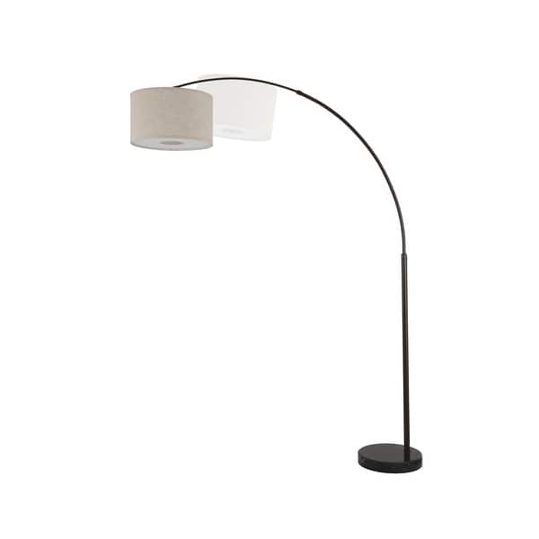 Q Max Steel Adjule Arching 81 Inch Floor Lamp With Beige Shade And Black Marble Base 15926150 Q Max Steel Adjule Arching 81 Inch