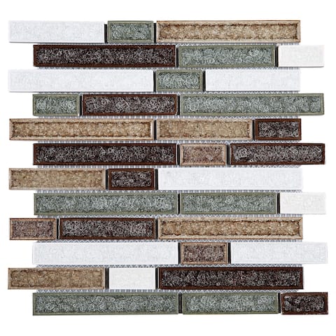 TileGen. Roman Art Mario Random Sized Ceramic in Beige/Green Wall Tile (10 sheets/9.6sqft.)