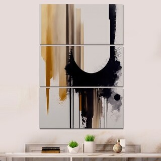 Designart "Golden Minimalist Abstract I" Modern Geometric Canvas Art ...