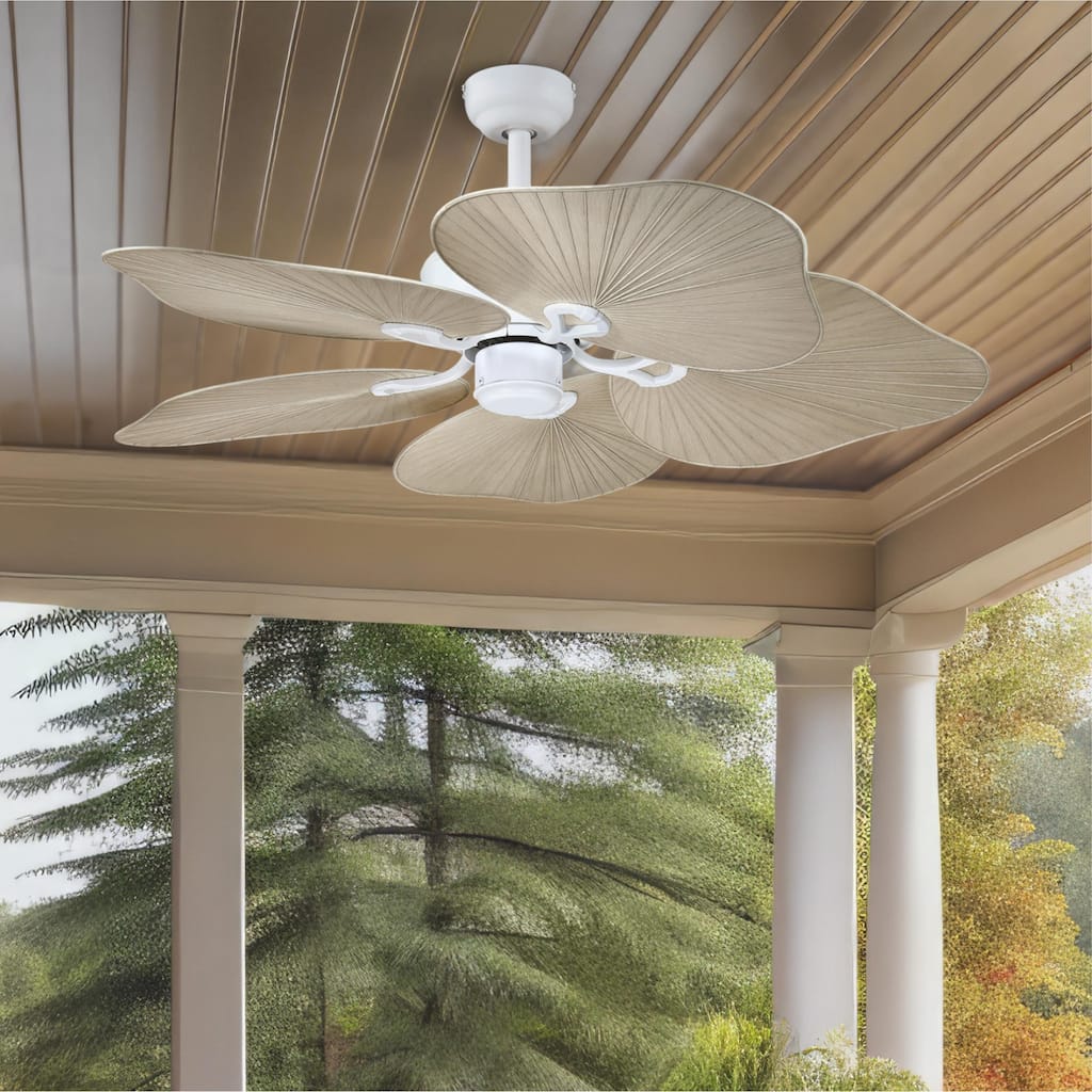Westinghouse Lighting Oasis 44-Inch 5-Blade Matte White Indoor/Outdoor Ceiling Fan with Remote Included, DC Motor - Matte White