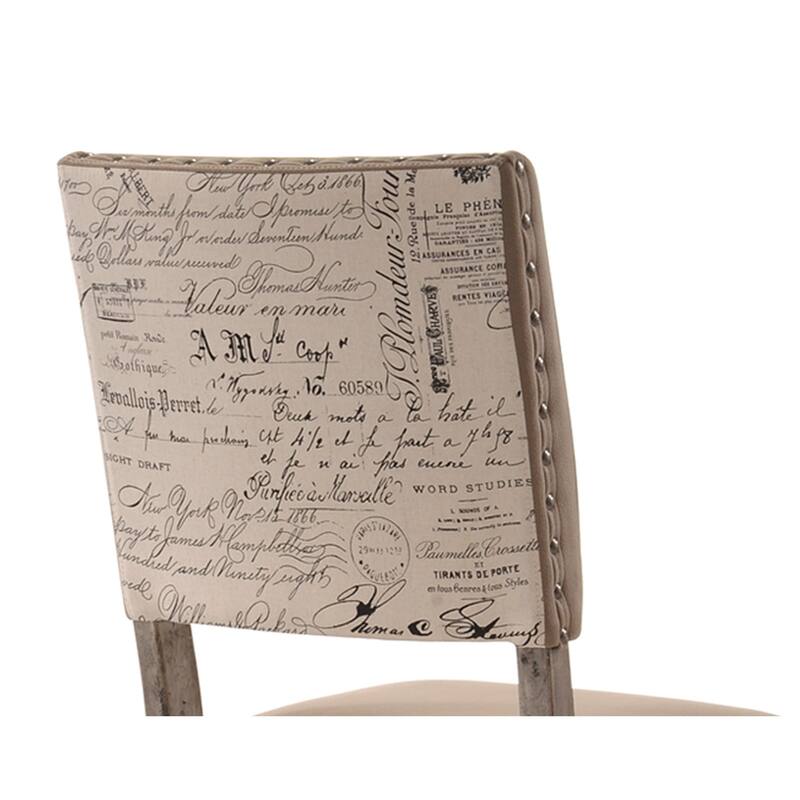 Script Printed Driftwood Finish Dining Chair Set of 2