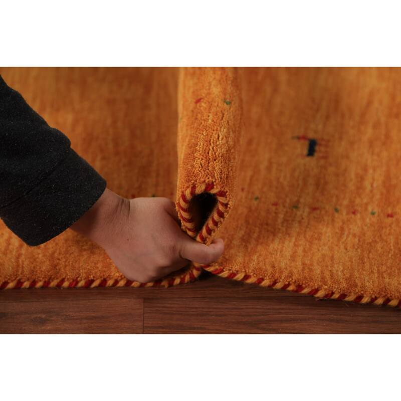 Orange Gabbeh Modern Area Rug Hand-Knotted Wool Carpet - 5'3" x 8'0"