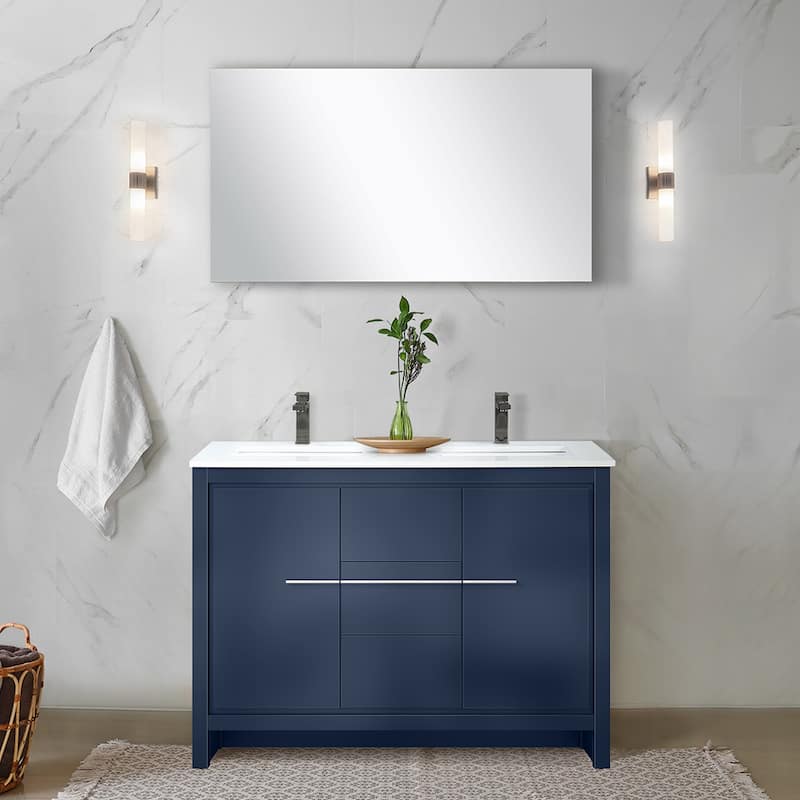 Lafarre Bath Vanity with Quartz Top, Sink, Mirror and Chrome Faucet