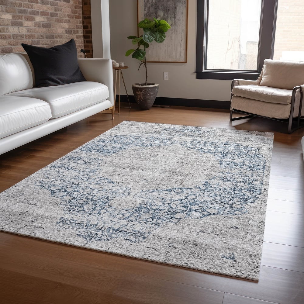 Machine Washable Indoor/ Outdoor Vintage Traditional Chantille Rug