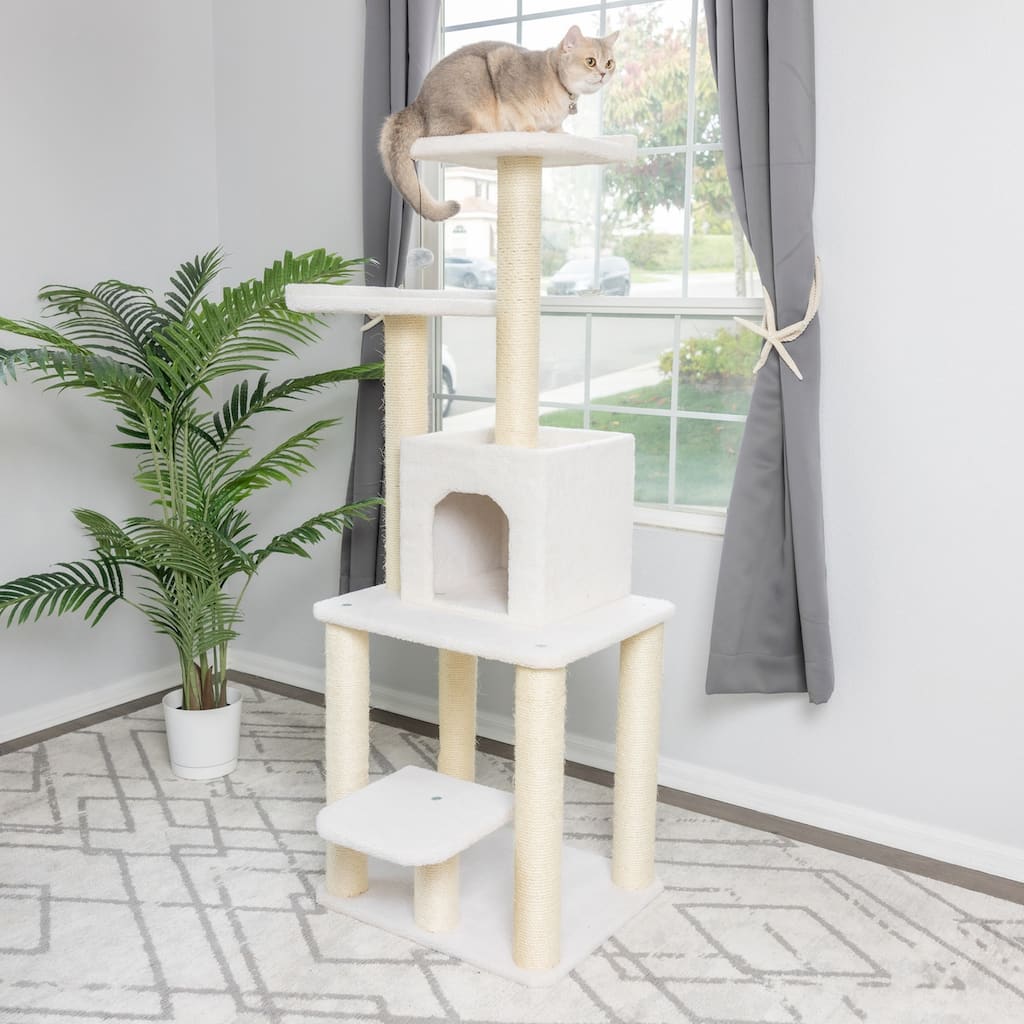 Classic Real Wood Cat Tree, Jackson Galaxy Approved, Five Levels - Ivory