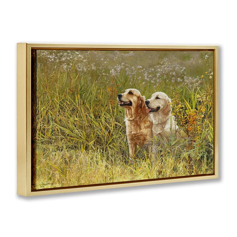 Stupell Happy Dogs Field Day Framed Floater Canvas Wall Art Design By Sueellen Ross