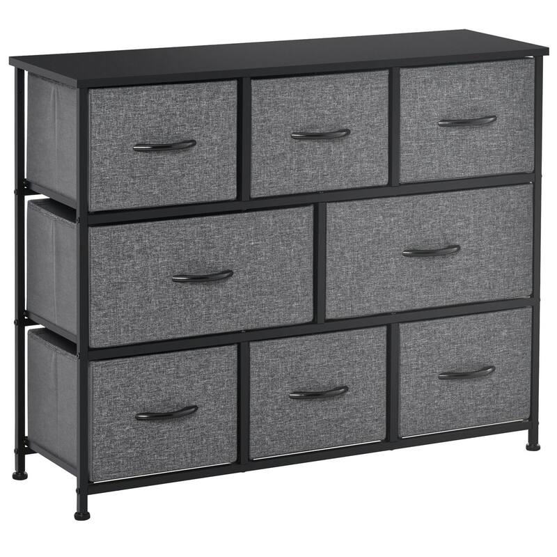 8-Drawer Fabric Dresser with MDF Top Foldable & Portable Storage Chest with Steel Frame and Anti-Topple Safety