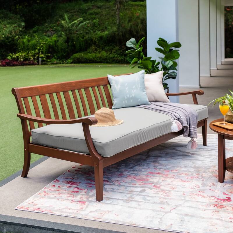 Cambridge Casual Como Solid Wood Outdoor Daybed - Natural Brown/Oyster Cushion