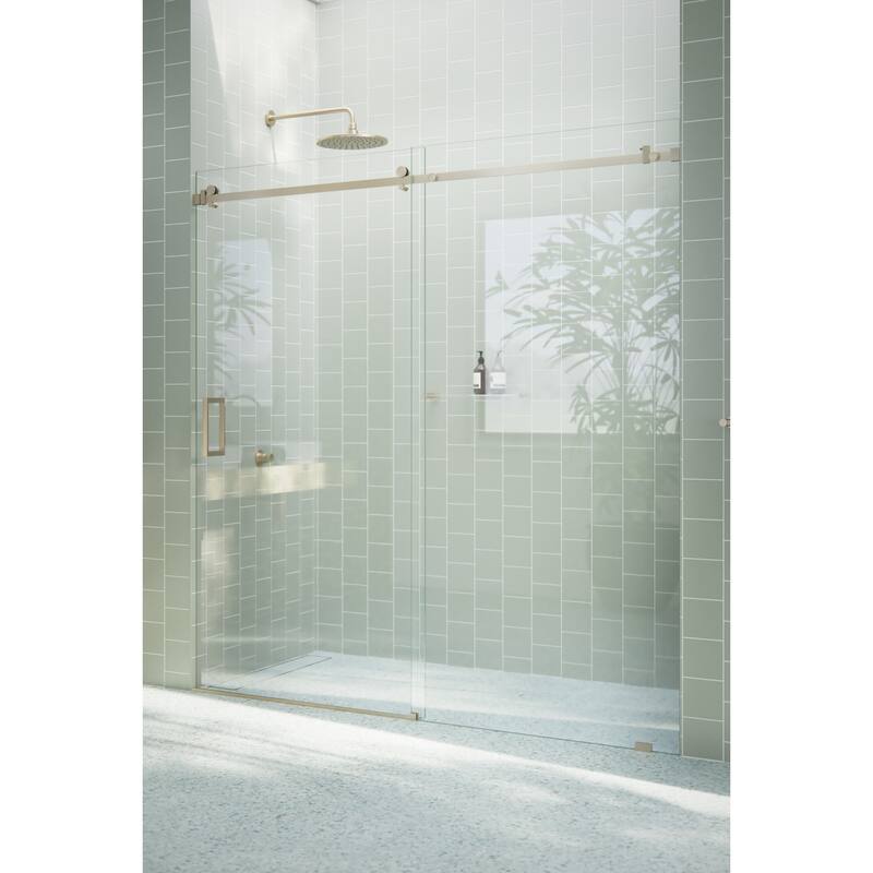 Glass Warehouse 68 in. x 78 in. Sliding Frameless Shower Door with Square Hardware