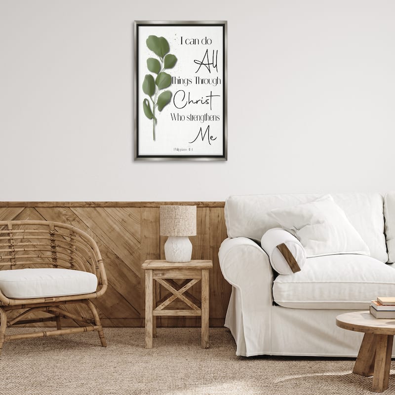 Stupell Proverb & Herb Sprig Framed Floater Canvas Wall Art Design By Amber Clarkson
