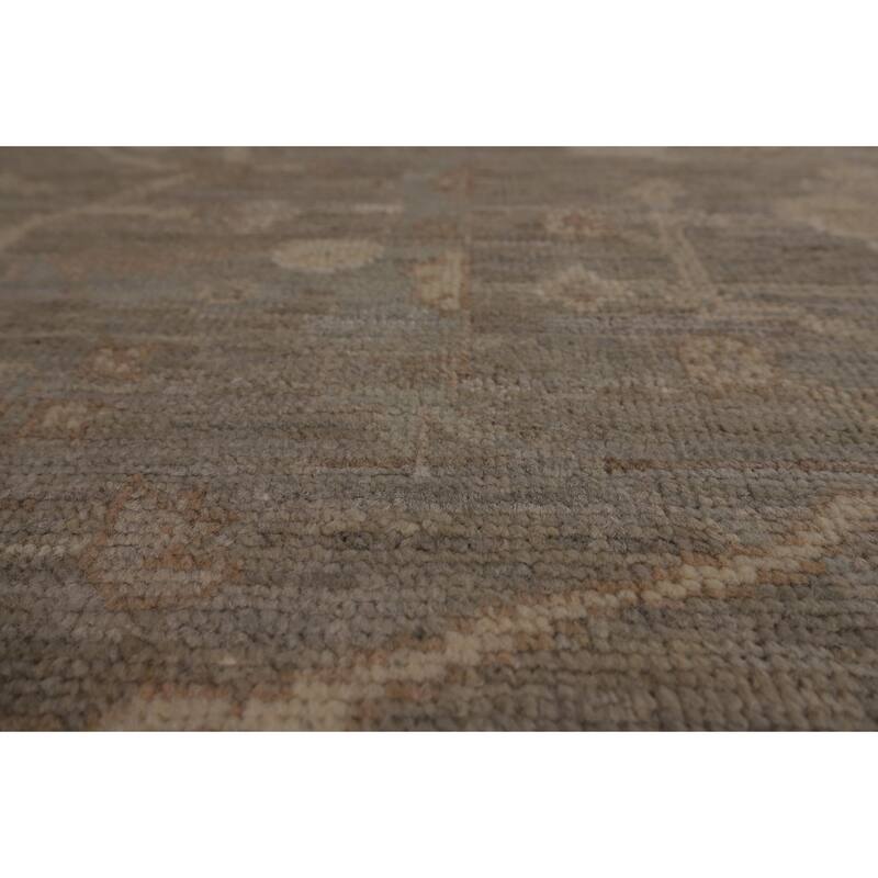 Transitional Oushak Turkish Area Rug Hand-Knotted Grey Wool Carpet - 9'1"x 11'8"