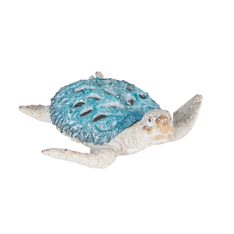 Polystone Textured Swimming Sea Turtle Decorative Sculpture with Red Shell - Reb or Blue