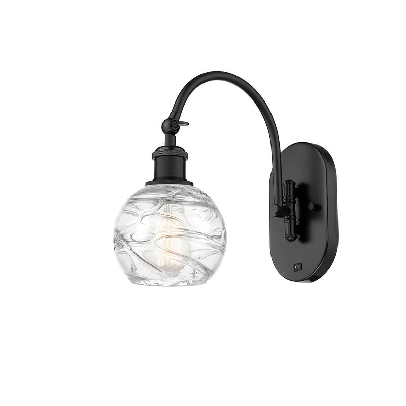 Innovations Lighting Ballston Athens Deco Swirl - 1 Light 6" Sconce - Arm Swivels Side To Side - Matte Black/Clear Deco Swirl