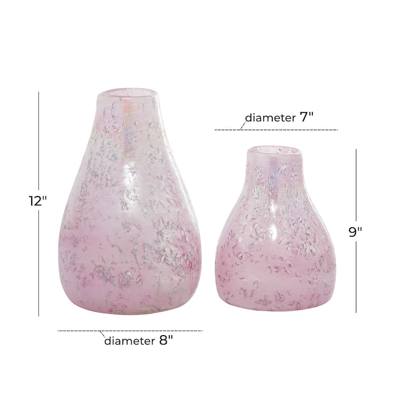 Glass Handmade Blown Vase - Set of 2 Purple - CosmoLiving by Cosmopolitan - 8"W x 8"L x 12"H