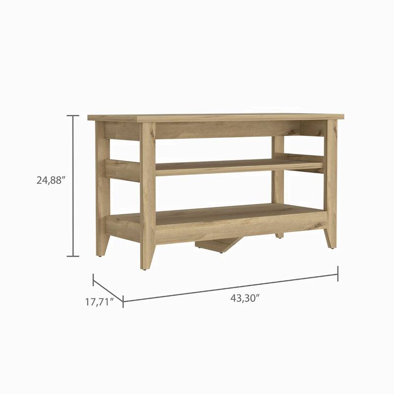 2-Shelf Rectangle Storage Bench Black