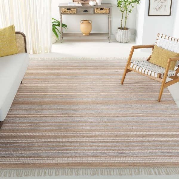 slide 2 of 13, SAFAVIEH Handmade Kilim Jannell Farmhouse Stripe Jute Rug