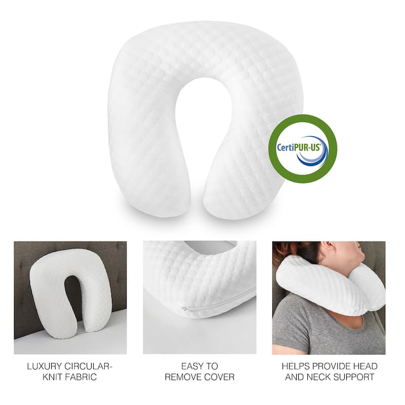 Bodipedic Set of 2 Memory Foam Accessory Pillows - Knee Pillow and U-Neck Pillow